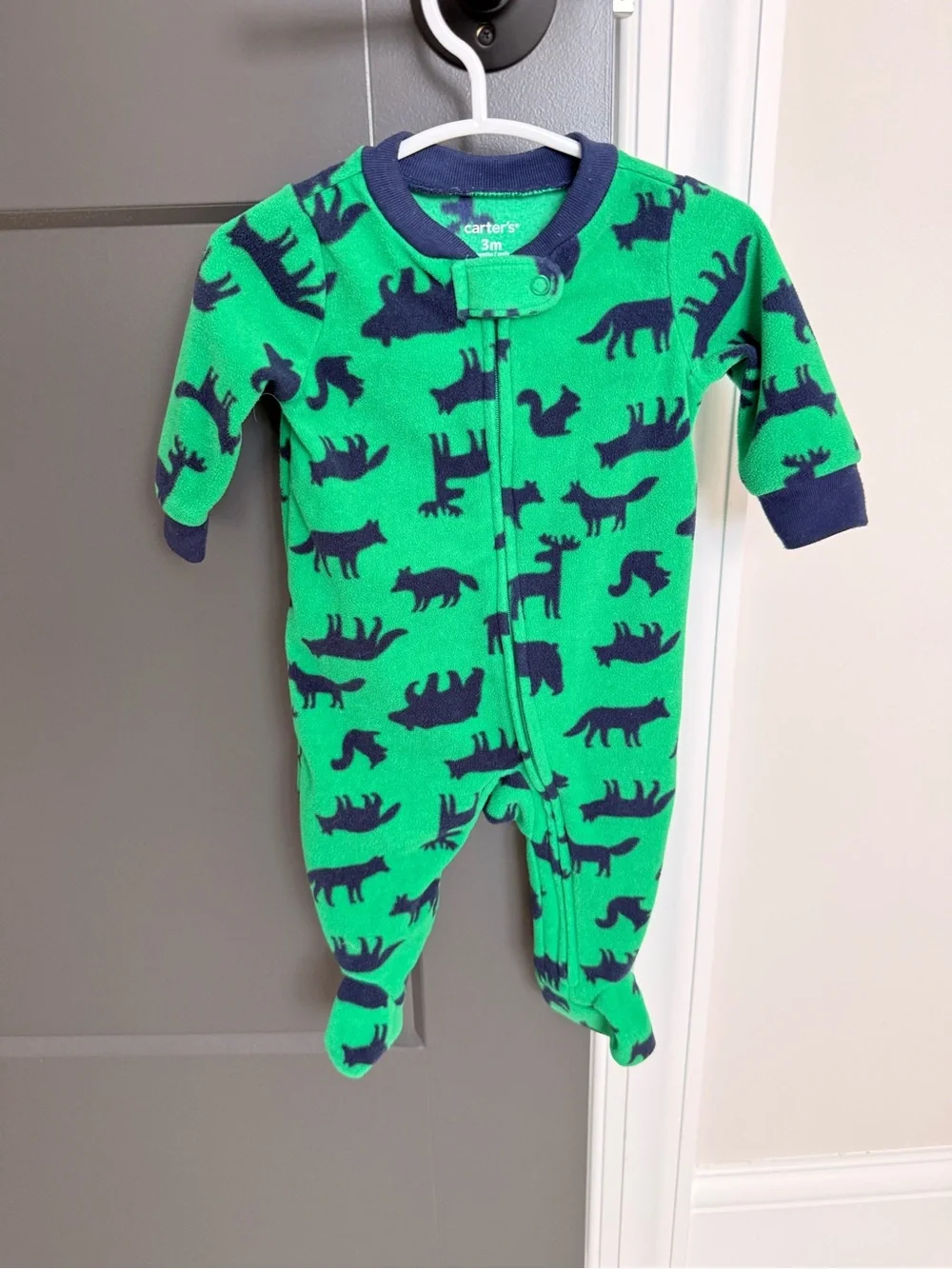 Carter's Baby Boy Fleece Footed One-Piece Pajamas w/ Animal Print